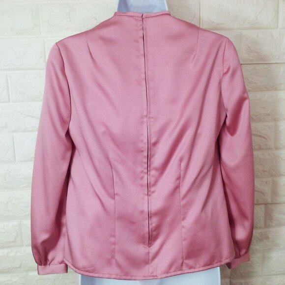 Vintage 50s-60s Quality Handmade Blouse Top S(6) Box-Pleat Fitted LSL Back-Zip - Picture 7 of 8